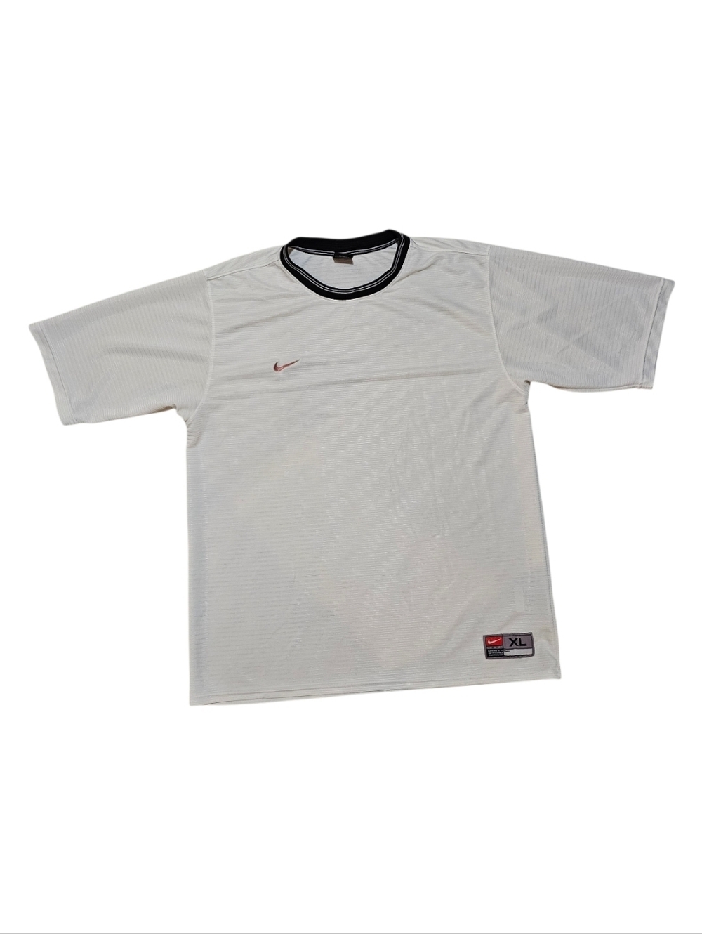 Vintage Y2k Nike White Short Sleeve Crew T-Shirt with Black Collar